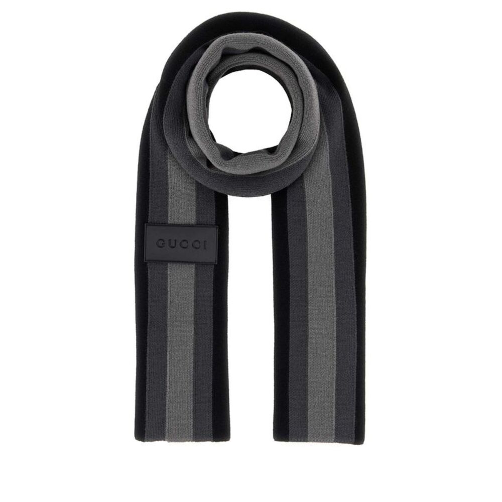 Gucci Men Black Wool Scarf